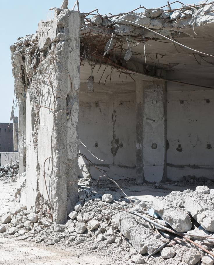 Betonska gradilišna ruševina s rubble